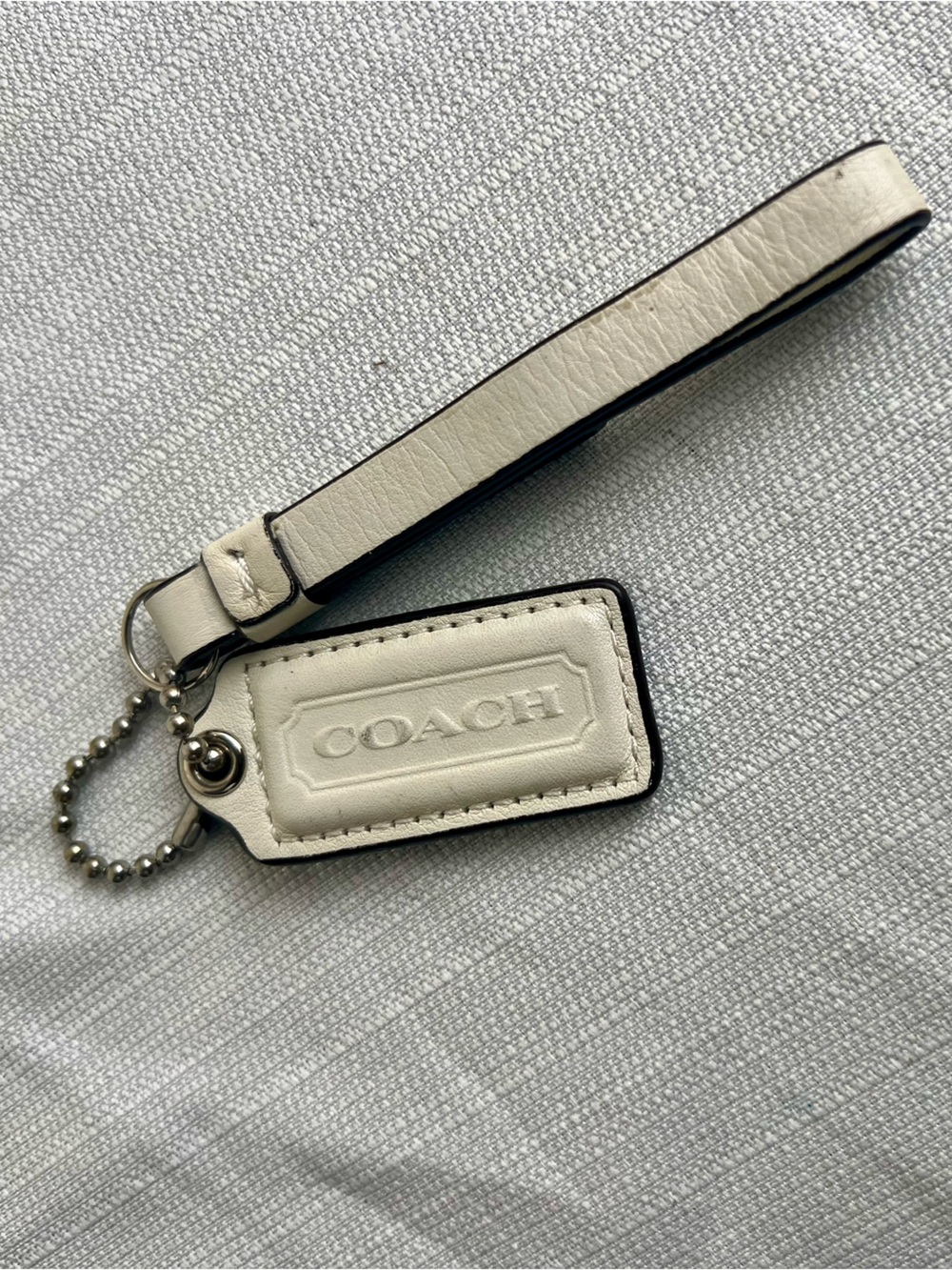 Coach White Leather Hang Tag and Loop Set